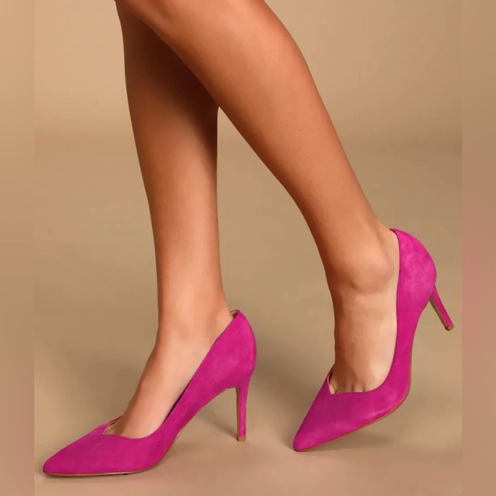 Barbie core , Marc Fisher Dapple Dark Pink Suede stiletto pump